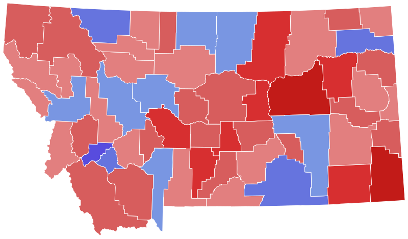 File:2000 Montana gubernatorial election results map by county.svg