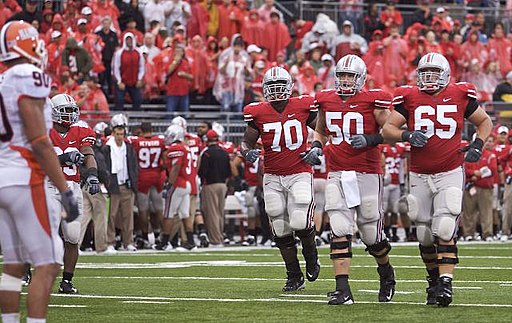 20090926 Bryant Browning, Mike Brewster and Justin Boren come to the line after a timeout