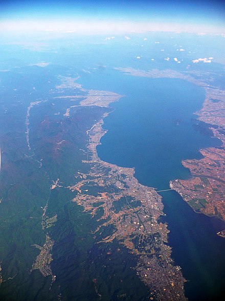 Aerial view of Lake Biwa