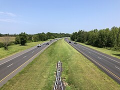 Route 55 northbound in Elk Township 2021-08-09 11 07 35 View north along New Jersey State Route 55 (Cape May Expressway) from the overpass for Gloucester County Route 619 (Whig Lane Road) in Elk Township, Gloucester County, New Jersey.jpg