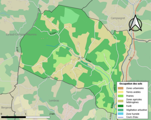 Barevná mapa znázorňující využití půdy.