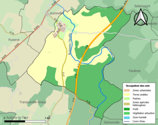 Kolorowa mapa przedstawiająca użytkowanie gruntów.