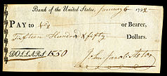 Bank of the United States check signed by John Jacob Astor in 1792 ASTOR, John Jacob (signed check).jpg
