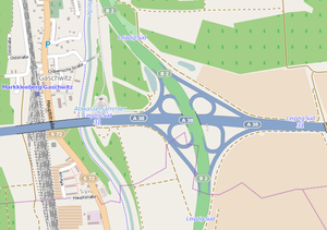 Overview map of the Leipzig-Süd motorway junction