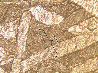 <span class="mw-page-title-main">Plessite</span> Alloy of iron and nickel found in meteorites