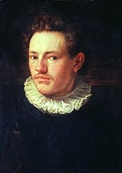 Self-portrait circa 1574 date QS:P,+1574-00-00T00:00:00Z/9,P1480,Q5727902 . oil on panelmedium QS:P186,Q296955;P186,Q106857709,P518,Q861259. 51.2 × 36.5 cm (20.1 × 14.3 in). Cologne, Wallraf-Richartz-Museum.