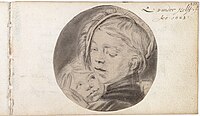 p231 - Lodewijk van der Helst - Drawing - Two child's heads, copy after a painting by Frans Hals