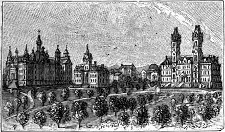 Drawing of Vanderbilt University's Main Campus from Appletons' Cyclopedia of American Biography (1889)