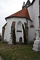 English: Apside of Church of the Assumption and Saint Gotthard in Budišov. Čeština: Apsida kostela v Budišově.