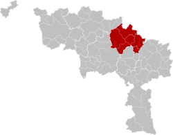 Location of the arrondissement in Hainaut