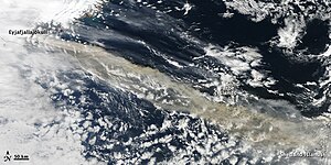 Ash plume blowing across the North Atlantic on 15 April.