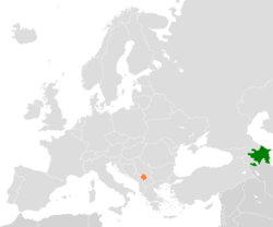 Mapa que indica las ubicaciones de Azerbaiyán y Kosovo