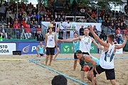 Deutsch: Beachhandball Europameisterschaften 2019 (Beach handball Euro); Tag 6: 7. Juli 2019 – Männerfinale, Dänemark-Norwegen 2:0 (25:18, 19:16) English: Beach handball Euro; Day 6: 7 July 2019 – Men's Final – Denmark-Norway 2:0 (25:18, 19:16)