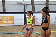 Deutsch: Beachhandball Europameisterschaften 2019 (Beach handball Euro); Tag 3: 4. Juli 2019 – Frauen, Hauptrunde Gruppe II, Ukraine-Italien 2:0 (20:16, 20:16) English: Beach handball Euro; Day 3: 4 July 2019 – Women Main Round Group II – Ukraine-Italy 2:0 (20:16, 20:16)