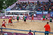 Deutsch: Beachhandball bei den Olympischen Jugendspielen 2018; Tag 5, 10. November 2018; Jungen, Hauptrunde - Ungarn-Portugal 0:2 English: Beach handball at the 2018 Summer Youth Olympics at 11 October 2018 – Boys Main Round – Hungary-Portugal 0:2