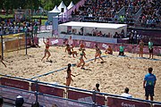 Deutsch: Beachhandball bei den Olympischen Jugendspielen 2018; Tag 4, 10. Oktober 2018; Mädchen, Vorrunde, Gruppe A - Ungarn-Chinese Taipei (Taiwan) 2:0 English: Beach handball at the 2018 Summer Youth Olympics at 10 October 2018 – Girls Preliminary Round Group A‎ – Hungary-Chinese Taipei 2:0