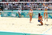 Deutsch: Beachvolleyball bei den Olympischen Jugendspielen 2018; Tag 9, 15. Oktober 2018; Mädchen, Viertelfinale: Puerto Rico-Russland 0–2 (12–21/10–21) English: Beach volleyball at the 2018 Summer Youth Olympics at 15 October 2018 – Girls Quarterfinals: Puerto Rico-Russia 0–2 (12–21/10–21)