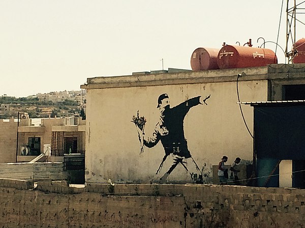 Banksy mural in Bethlehem, West Bank, Palestine