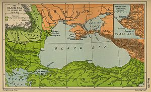Most important scenes of the Crimean War: Crimea, the coast of southern Russia, the north coast of Turkey and the Danube principalities