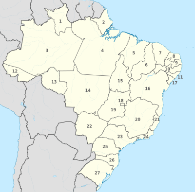 Brazil, administrative divisions (states) - Nmbrs - monochrome.svg