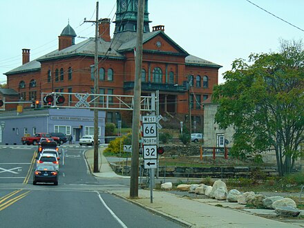 CT 32 approaching to CT 66 in downtown Willimantic.