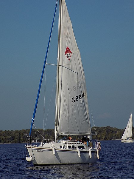 Catalina 25 with jib roller furled.