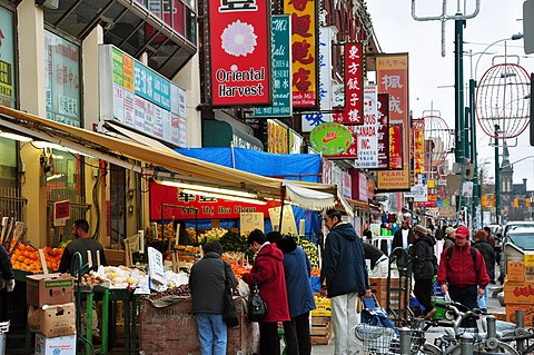 Toronto's Chinatown. The everyday use of, and availability of services in, many languages is promoted by municipal government.