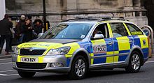 A City of London Police car, pictured in 2014 City of London Police (12546796895).jpg