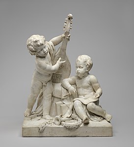 La Poésie et la Musique, vers 1774-1778, marbre, Washington, National Gallery of Art.