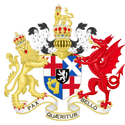 הדרקון האדום כתומך בסמל הקומונוולת' של אנגליה 1642 - 1651