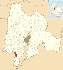 Lage der Gemeinde und Stadt im kolumbianischen Departement Cundinamarca