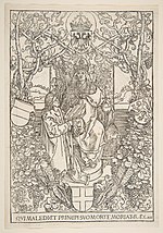 Conrad Celtis Presenting His Book "Quatuor Libri Amorum" to Maximilian I ( from the book) MET DP816435.jpg