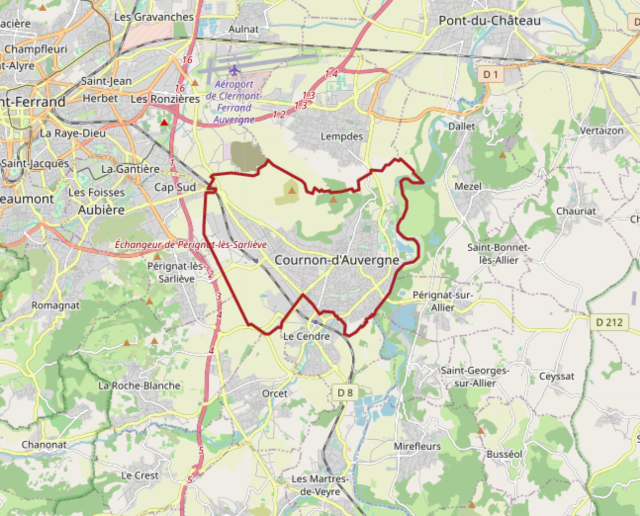 Poziția localității Cournon-d'Auvergne