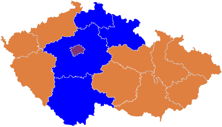 Zwycięzcy wyborów w poszczególnych krajach:      Czeska Partia Socjaldemokratyczna      Obywatelska Partia Demokratyczna      TOP 09