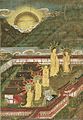 个张图浪画个是南北朝时代个春日宫个曼荼罗(就是坛场)，背景是春日山，南面为春日社四座明神个一殿至四殿。