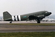 C-47 on livrea USAAF e le strisce di invasione, Rotterdam 1985.