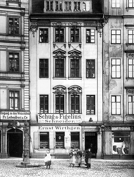 Dresden, An der Frauenkirche 14 Zur Glocke (Fotografie um 1900)