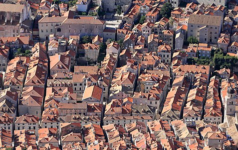 The old town of Dubrovnik as seen from above