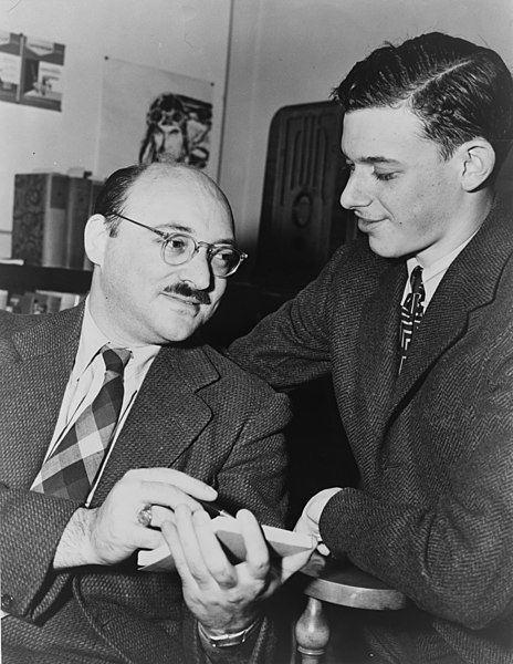 Frederic Dannay (left) with EQMM contributor James Yaffe in 1943.