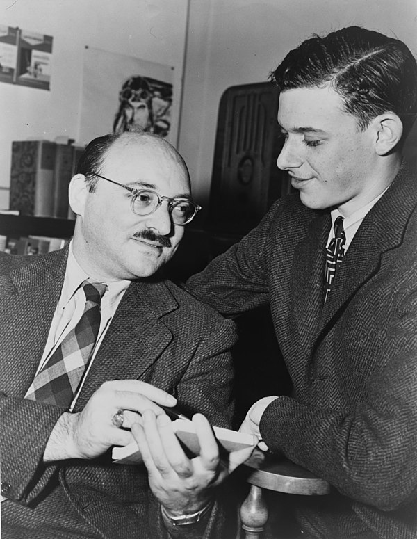 Frederic Dannay (left) with EQMM contributor James Yaffe in 1943.