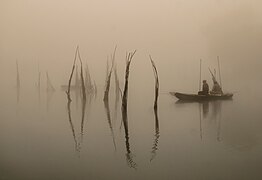 Enjoying fishing at sunrise