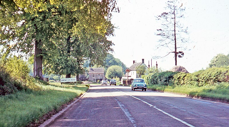 File:Entering Ampney St Peter on A417, 1962 - geograph.org.uk - 4739993.jpg