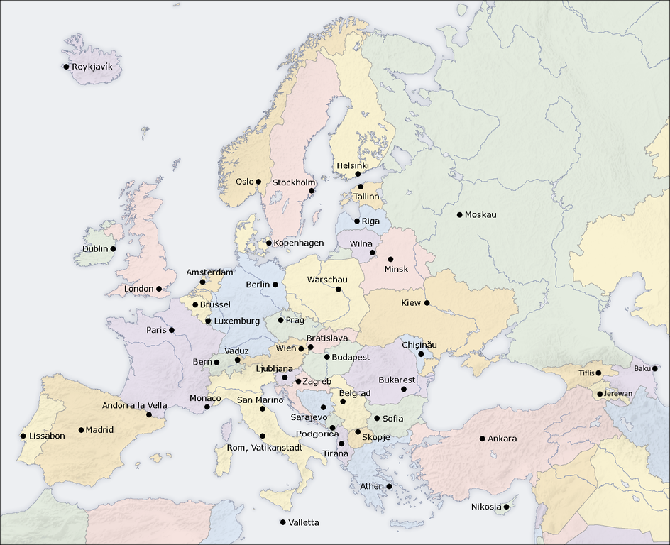 map of europe with capitals