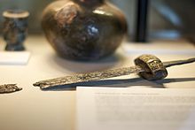 Archaeological exhibits associated with the tower on display Exhibits at the Jewel Tower.jpg