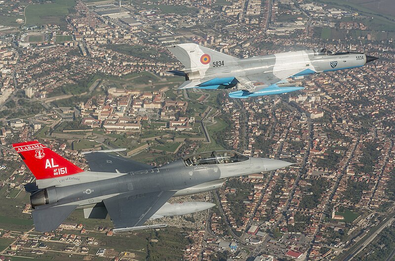 File:F-16 and MiG-21 over Alba Iulia.jpg