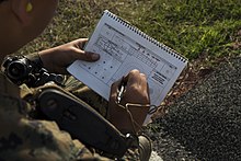 Recruit recording data at Edson Range F Co Qualifies on the Rifle Range 160419-M-DS075-012.jpg