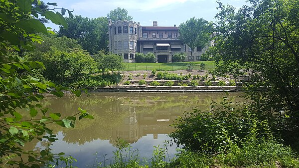 View of back of house from across the river