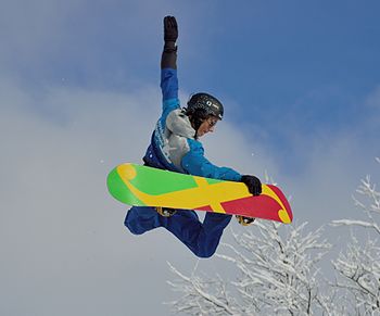 Jumping Snowboarder