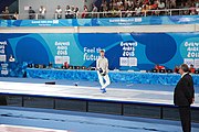 Deutsch: Fechten bei den Olympischen Jugend-Sommerspielen 2018: Tag 1, 7. Oktober 2018, Jungen, Säbel, Finale - Krisztián Rabb (HUN) - Hyun Jun (KOR) (USA) 15:13 English: Fencing at the 2018 Summer Youth Olympics at 7 October 2018 – Boys' sabre Gold medal match – Krisztián Rabb (HUN) Vs Hyun Jun (KOR) (USA) 15:13