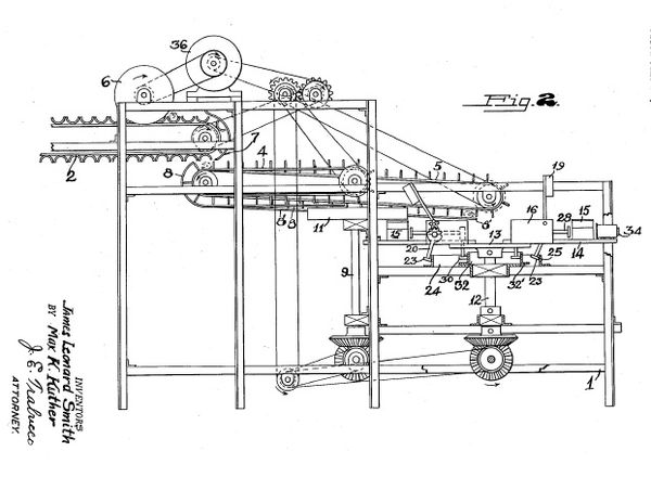 Drawing of the patented fish-canning machine involved in this patent infringement lawsuit FishCan.jpg
